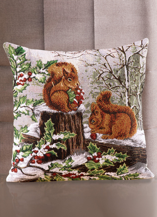 Dekokissen & Hüllen - Kissenbezug Eichhörnchen aus Gobelin, in Farbe BUNT