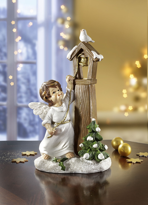 Kerstmis - Engel van polyresin, in Farbe WIT-BRUIN-GROEN