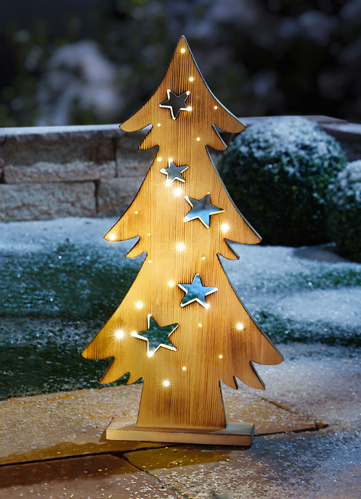 Wintertuin - LED houten dennenboom gemaakt van dennenhout, in Farbe NATUREL