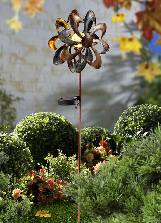 Tuinverlichting - Windturbine met zonnebol, in Farbe BRUIN