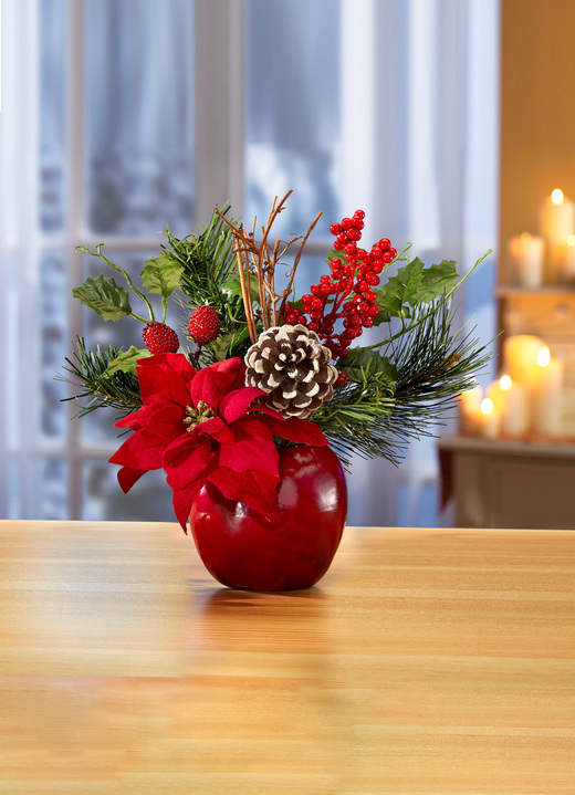 - Poinsettia arrangement in appelpot, in Farbe ROOD