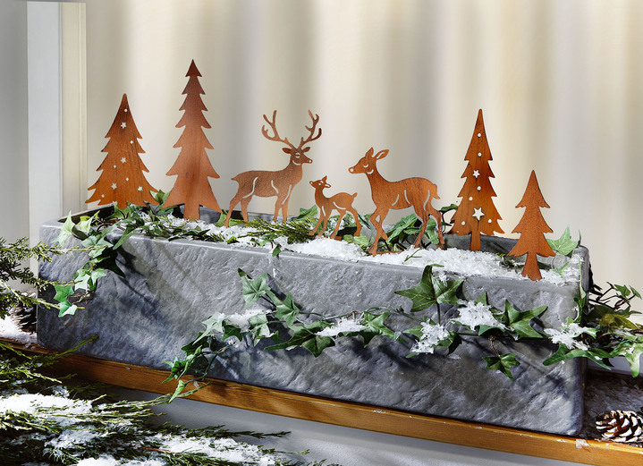 Kerstmis - Decoratieve pluggen, 7 stuks, gemaakt van metaal met roestlook, in Farbe ROEST, in Ausführung Bos Ansicht 1
