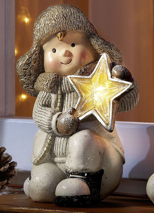 - Winterkinderfiguur met ster, in Farbe WIT, in Ausführung Jongen Ansicht 1