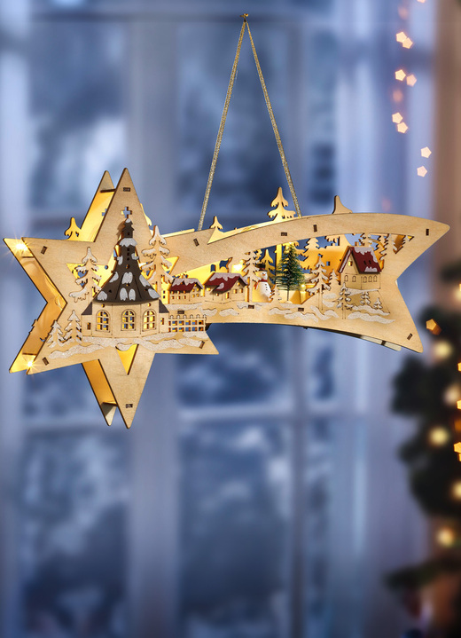 Kerstdecoraties - Verlichte vallende ster, werkt op batterijen, in Farbe NATUREL Ansicht 1