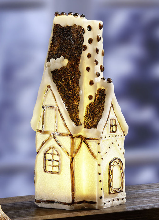 Weihnachten - Beleuchtete Deko-Figuren aus Polyresin, in Farbe WEISS, in Ausführung Haus