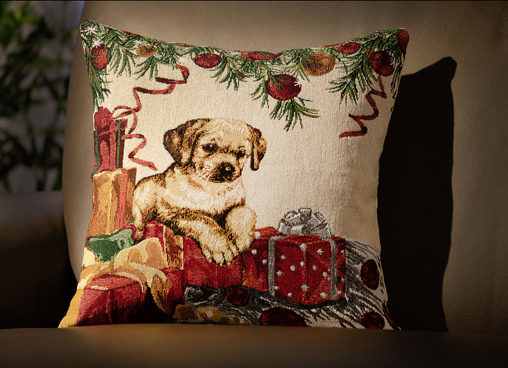 Kerstmis - Hond met geschenken Kussensloop, in Farbe MULTICOLOR