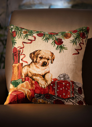 Hond met geschenken Kussensloop