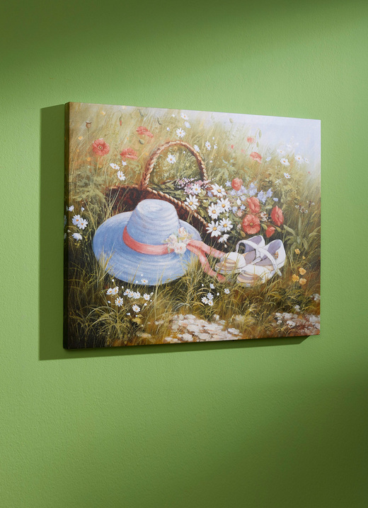 Bloemen - Afbeelding met zomerweidemotief, in Farbe GROEN-WIT