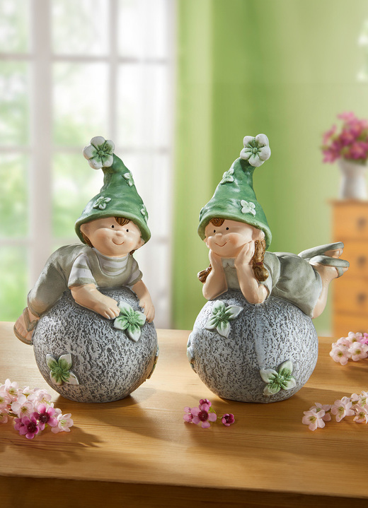 - Secret Santa, set van 2, gemaakt van terracotta, in Farbe GRIJS-GROEN