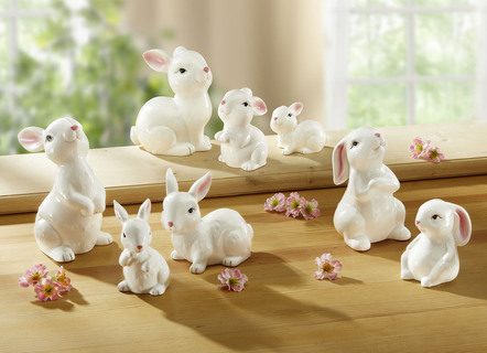 Keramische konijnenbeeldjes