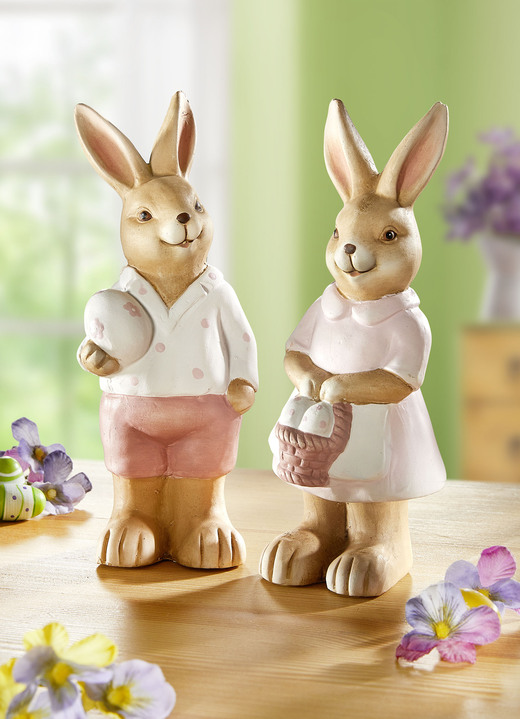 - Paar konijnen, set van 2, gemaakt van terracotta, in Farbe LICHTBRUIN