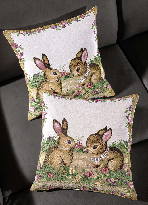 Paasdecoraties - Bunny tapijtkussenhoes set van 2, in Farbe MEERKLEURIG
