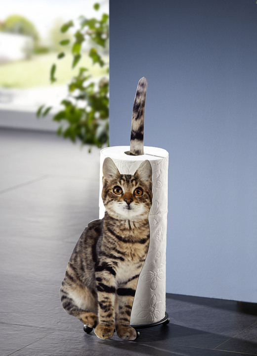 - Metalen papierrolopberger cat, in Farbe WIT-GRIJS