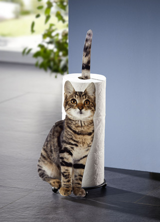 Metalen papierrolhouder kat