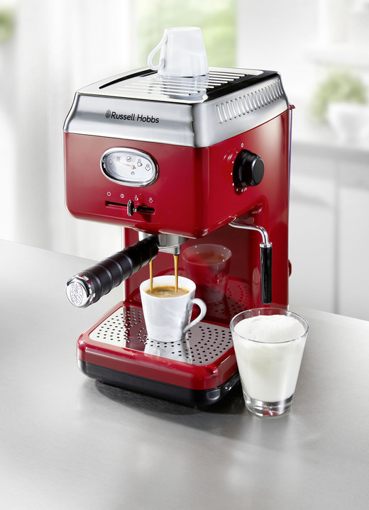 - Espressoapparaat in retrodesign, in Farbe ROOD
