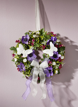 Wandkrans met textiellinten