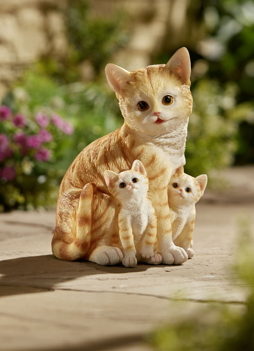 Tuin - Verlichte kattenfamilie, in Farbe ORANJE-WIT Ansicht 1
