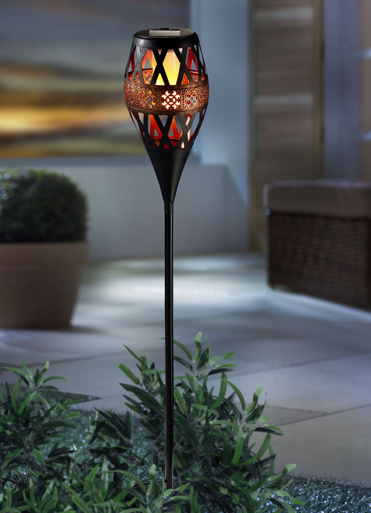Tuinverlichting - Elegante metalen LED-zaklamp, in Farbe ZWART