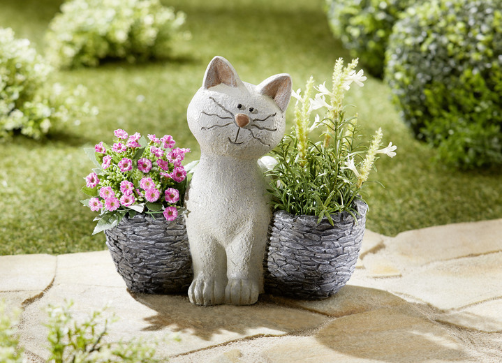 Plantenbakken - Polyresin kattenplantpot, in Farbe GRIJS