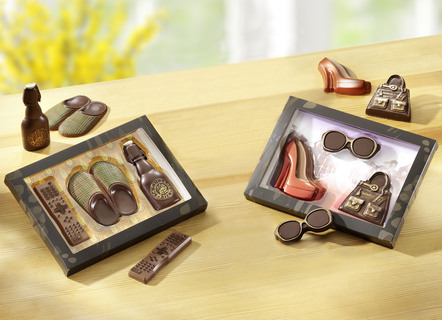 Chocolade cadeau gemaakt van melk en pure chocolade