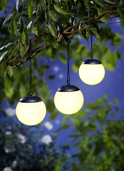 Tuinverlichting - Stijlvolle solar balls globe, set van 3, in Farbe ZWART