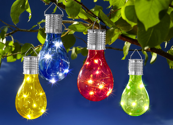 Tuinverlichting - Solar gloeilampen, veelkleurig, set van 4, in Farbe MULTICOLOR