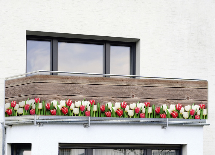 Zonwering - Balkon privacyscherm aan één zijde bedrukt inclusief bevestigingsmateriaal, in Farbe , in Ausführung Tulips privacyscherm voor op het balkon Ansicht 1