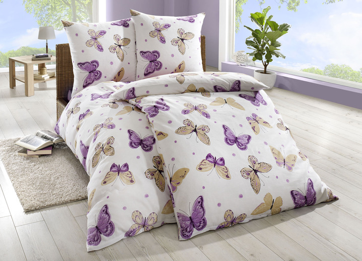 Beddengoed - Renforcé beddengoedset van Dobnig, in Größe 111 (40/80 cm + 135/200 cm) bis 412 (2x 80/80 cm + 2x 135/200 cm), in Farbe VIOLET Ansicht 1