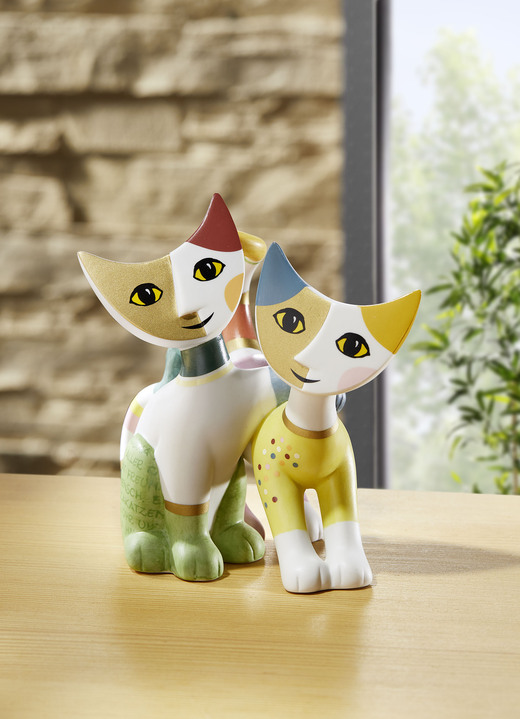Beeldjes - Paar katten gemaakt van hoogwaardig bisque porselein, in Farbe MULTICOLOR