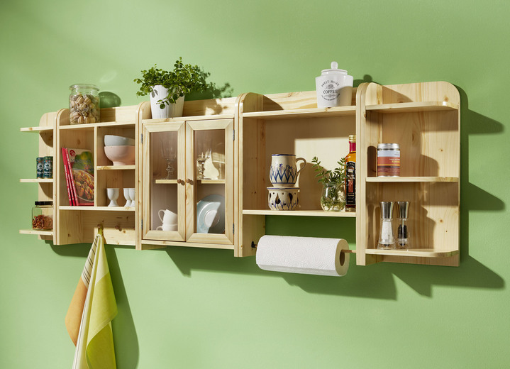 Wonen - Keukenplankenprogramma van massief vurenhout, in wit MDF, in Farbe NATUREL, in Ausführung Hoekrek, rechts Ansicht 1