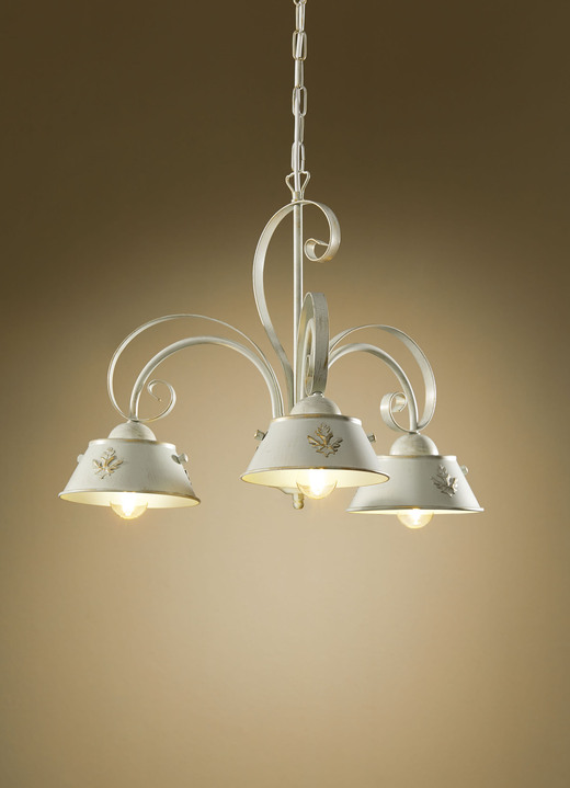 Plafondverlichting - 3-lamps hanglamp gemaakt van ijzer, in Farbe CRÈME-GOUD