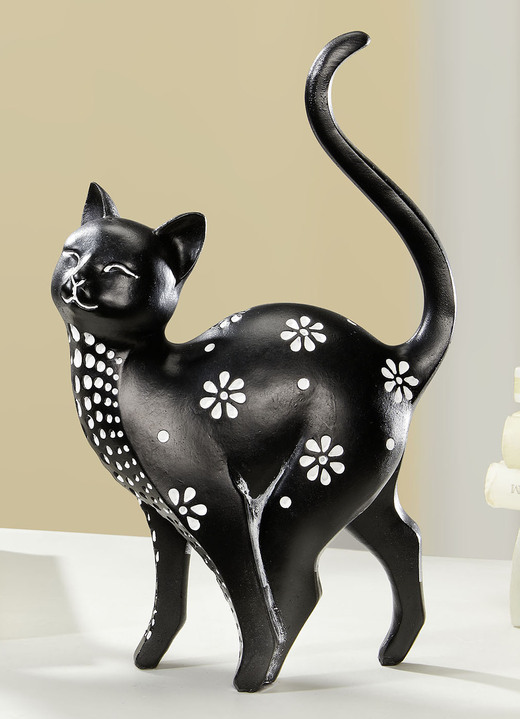 - Katten met stippen en bloempatronen, in Farbe ZWART-WIT, in Ausführung Mila kat Ansicht 1