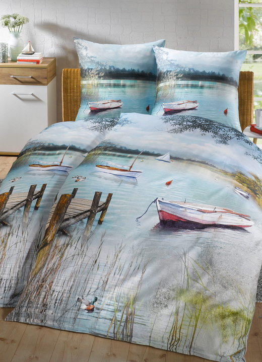 Beddengoed - Digitaal bedrukte beddengoedset met een meerlandschap, in Größe 112 (80 x 80 cm + 135 x 200 cm) bis 115 (80 x 80 cm + 155 x 220 cm), in Farbe MULTICOLOR Ansicht 1