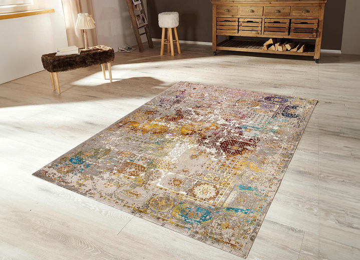Modern - Bruggen en tapijten van platweefsel met uitgebreide ontwerpen, in Größe 113 (vloerkleed, 80 x 150 cm) bis 306 (tapijt, ø 200 cm), in Farbe BUNT, in Ausführung Dessin 1 Ansicht 1