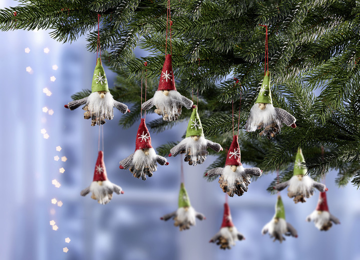 - Secret Santa hanger, set van 12, in Farbe BRUIN-GROEN-ROOD Ansicht 1