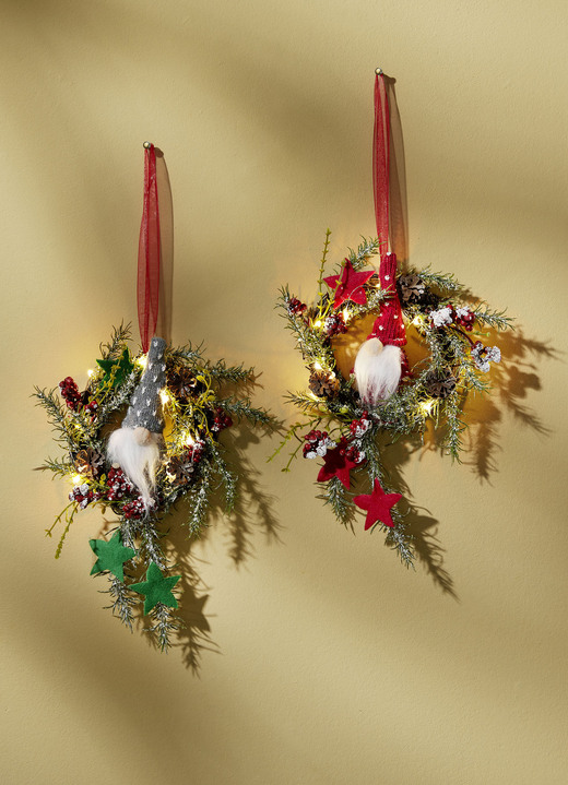 - Kerstmankrans met LED-verlichting, set van 2, in Farbe MULTICOLOR