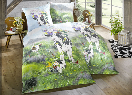 Bedlinnenset met zomers weidemotief
