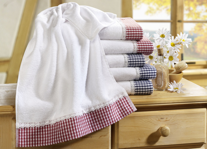 Badstof handdoeken - Set badhanddoeken met jacquard-boorden, in Größe 200 (1 handdoek, 50 x 100 cm) bis 205 (5-delige voordeelset), in Farbe BLAUW