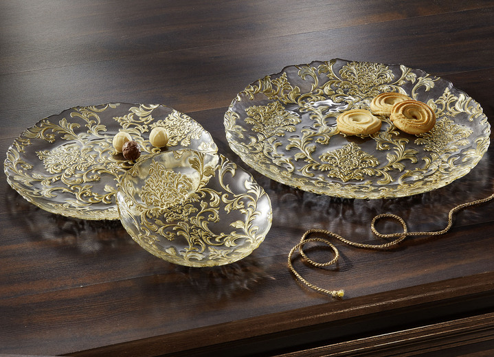 - Glasplaat met goudkleurig reliëf, in Farbe GOUD-TRANSPARANT, in Ausführung groot
