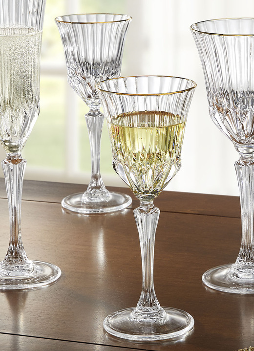 Geschirr - Gläser, 2er-Set, mit Goldrand, in Farbe TRANSPARENT-GOLD, in Ausführung Weißweinglas, 2er-Set Ansicht 1