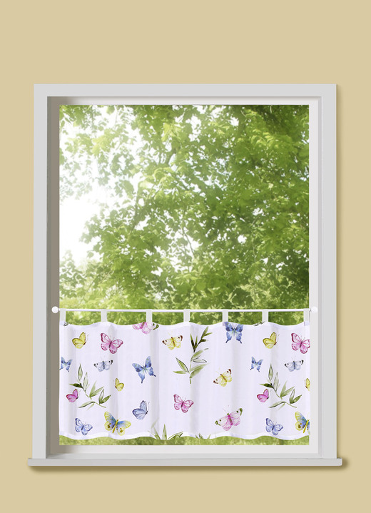 Korte gordijnen - Korte blind “Kleurrijke Vlinders”, in Größe 784 (H 45 x B 90 cm) bis 860 (H 60 x B 150 cm), in Farbe MEERKLEURIG