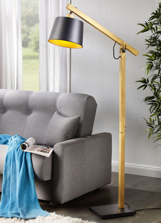 Design vloerlamp met massief grenenhouten frame