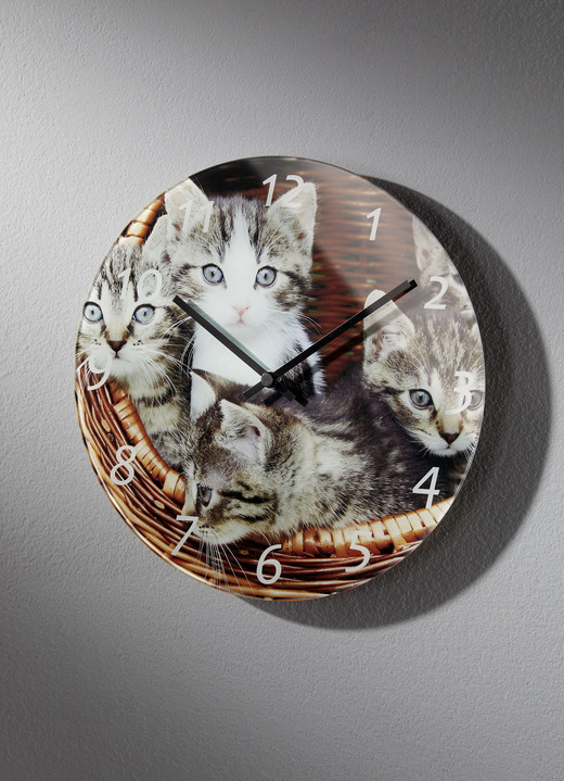 Horloges - Wandklok van mineraalglas, in Farbe BRUINGRIJS