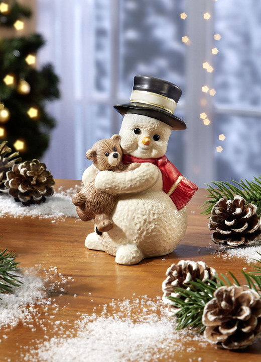 - Sneeuwpop gemaakt van hoogwaardig fijn steengoed, in Farbe WIT