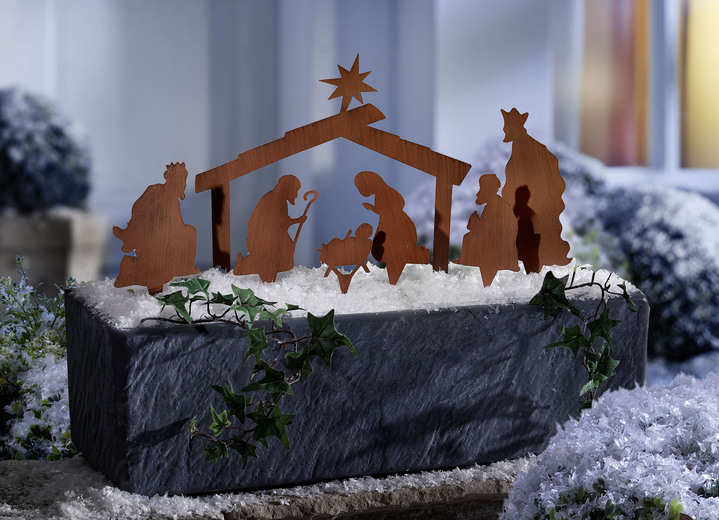 Kerstmis - Decoratieve pluggen, 7 stuks, gemaakt van metaal met roestlook, in Farbe ROEST, in Ausführung Kribbe Ansicht 1