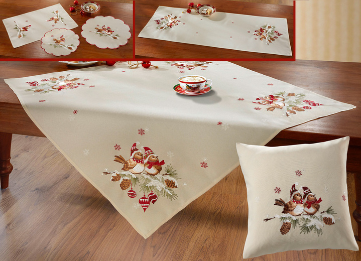 Tafellakens - Prachtige winterse tafel- en kamerdecoratie, in Größe 101 (Kleedje, 35 x 50 cm) bis 404 (Kussensloop, 40 x 40 cm), in Farbe SECT-MEERKLEURIG