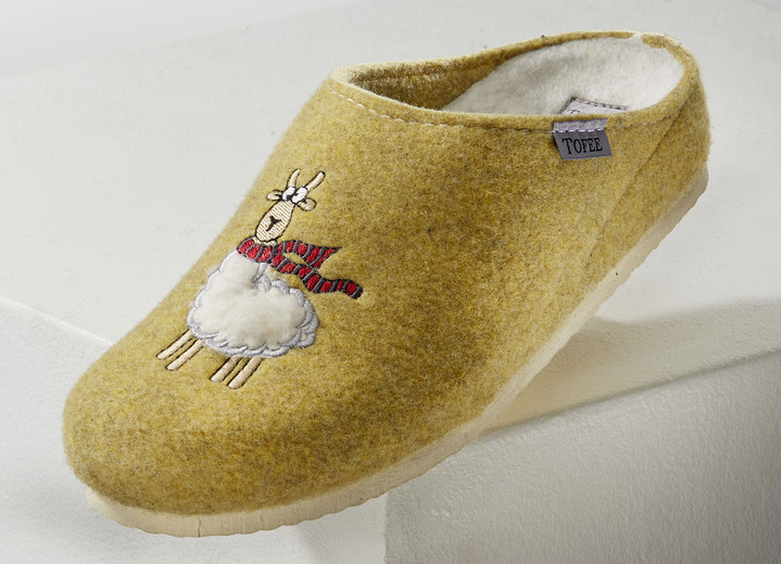 Huisschoenen - Knuffelige warme pantoffels van wolvilt, in Größe 036 bis 042, in Farbe VANILLE Ansicht 1