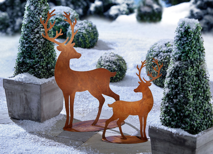 Wintertuin - Hert Leon van verroest plaatstaal, in Farbe BRUIN, in Ausführung klein Ansicht 1