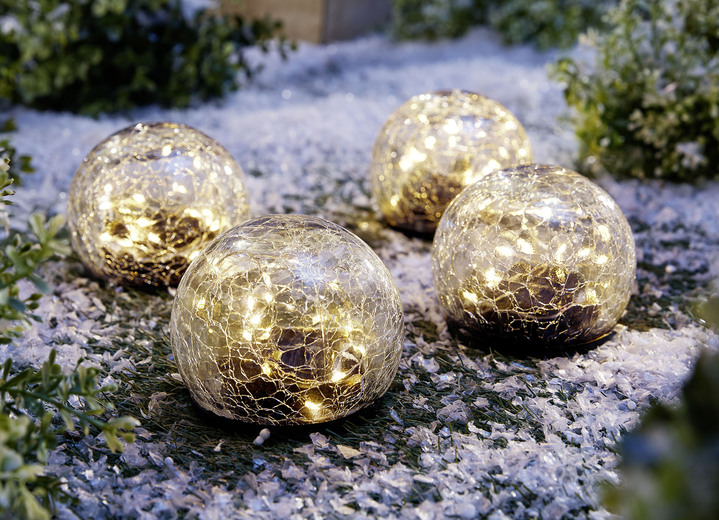 Wintertuin - LED-ballen op zonne-energie, set van 4, in Farbe GOUD