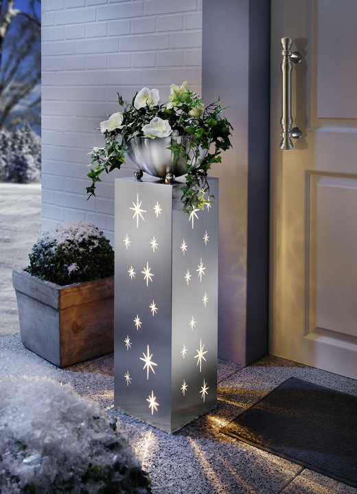 Wintertuin - RVS plantenbak met sterren, in Farbe ZILVER